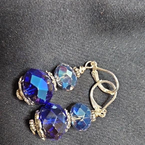 Dazzling Silver and Blue Drop Earrings - Picture 14 of 16